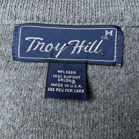 Vintage Troy Hill Sweater Vest Men Medium Gray Knit Orlon Made in USA 80s Preppy - Picture 4 of 9